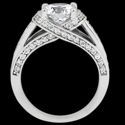 2.01 Carat Genuine Diamond Anniversary Solitaire Ring With Accents White Gold 14K