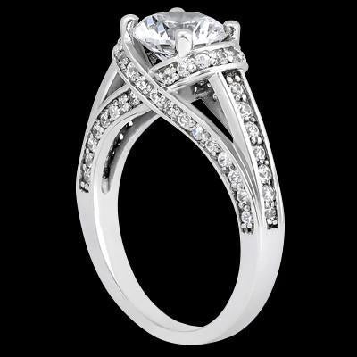 2.01 Carat Genuine Diamond Anniversary Solitaire Ring With Accents White Gold 14K