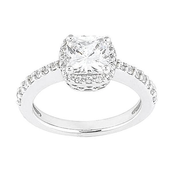2.01 Carat Halo Cushion Center Natural Diamond Engagement Ring White Gold 18K