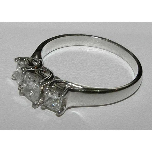 2.01 Carat Princess Cut Genuine Diamond Engagement Ring Three Stone Jewelry