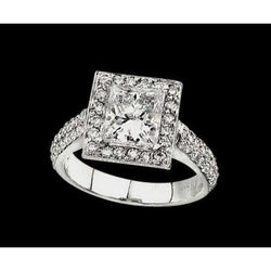 2.01 Carat Princess Real Natural Earth Mined Diamond Royal Engagement Ring White Gold 14K Women Jewelry New