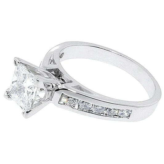 2.01 Carats High Quality Real Diamond Princess Engagement Ring New Solitaire
