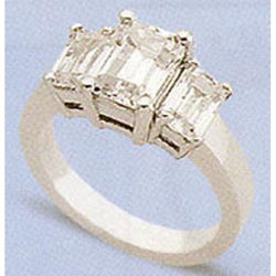 2.01 Carats Real Diamond Three Stone Ring Emerald Cut Jewelry New