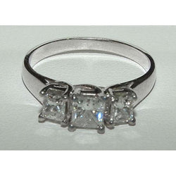 2.01 Ct Princess Cut Real Natural Earth Mined Diamond Engagement Ring Three Stone