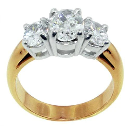 2.01 Ct Two Tone Three Stone Round Genuine Diamond Ring Anniversary