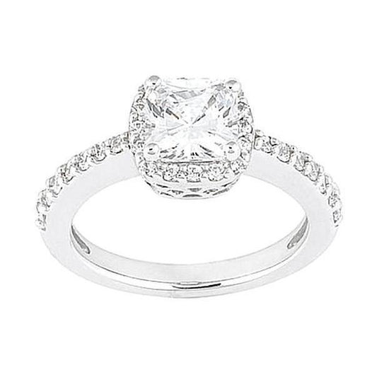 2.01 Carat Halo Cushion Center Natural Earth Mined Diamond Engagement Ring White Gold 14K