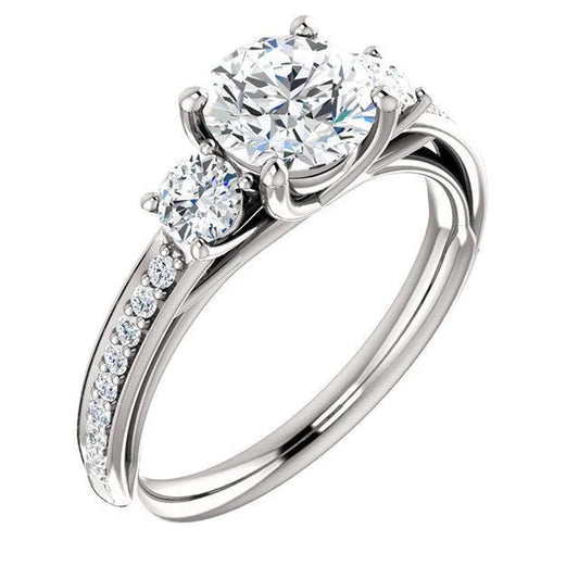 2.05 Carat Round Brilliant Natural Diamonds Three Stone Engagement Ring