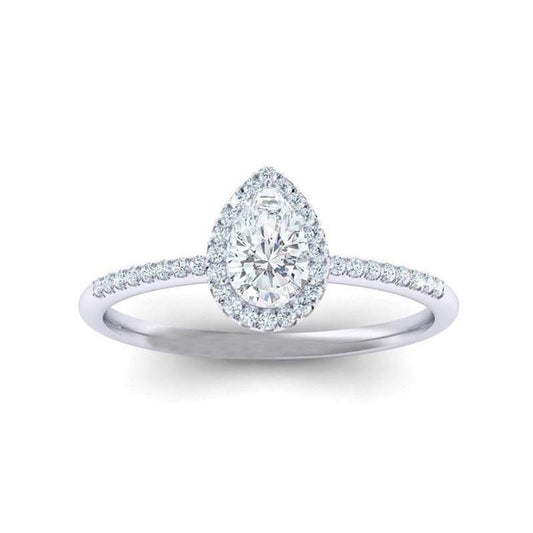 2.05 Carats Genuine Pear Halo Diamond Ring Gold