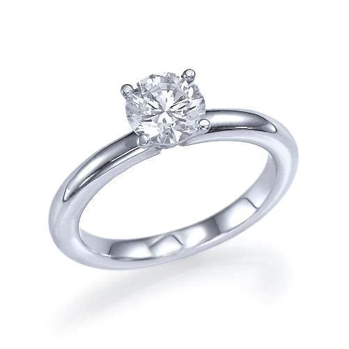 2.05 Carats Solitaire Round Real Diamond Engagement Ring White Gold 14K
