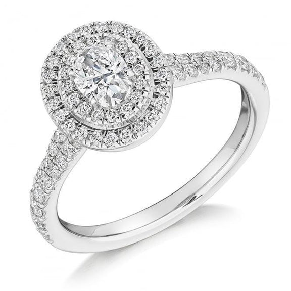 2.07 Carats Oval And Round Genuine Diamond Halo Ring