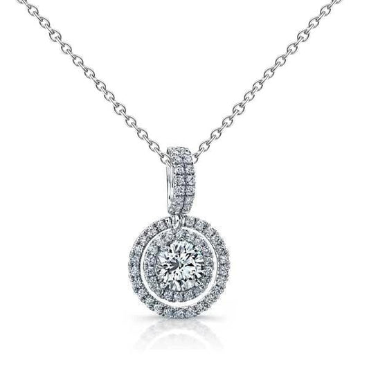 2.07 Ct Round Brilliant Cut Real Diamonds Pendant Necklace