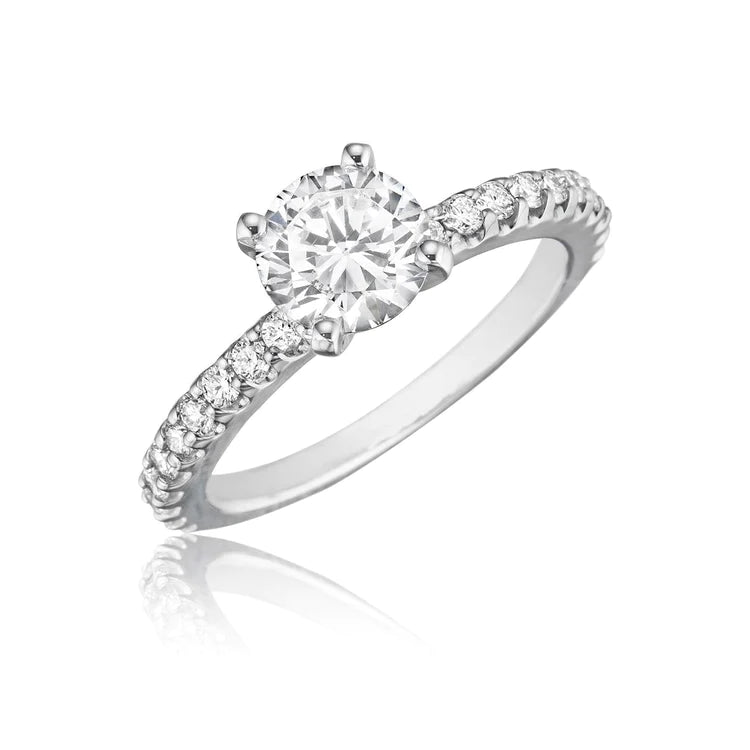 2.10 Carats Brilliant Cut Natural Diamond Wedding Ring With Accents