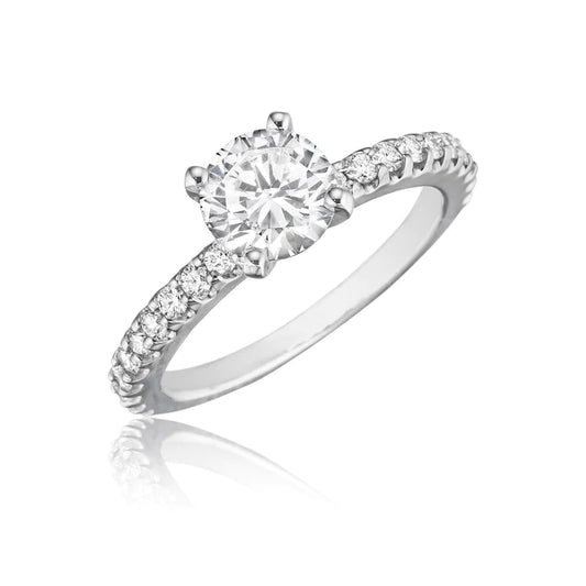 2.10 Carats Brilliant Cut Natural Diamond Wedding Ring With Accents