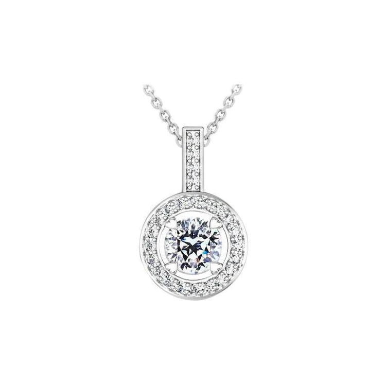 2.10 Carats Round Cut Natural Diamonds Lady Pendant Necklace Gold White 14K