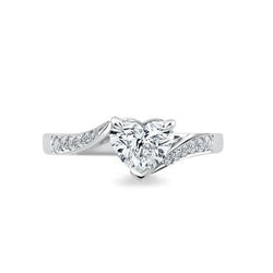 2.10 Ct. Heart And Round Cut Real Diamonds Engagement Ring White Gold