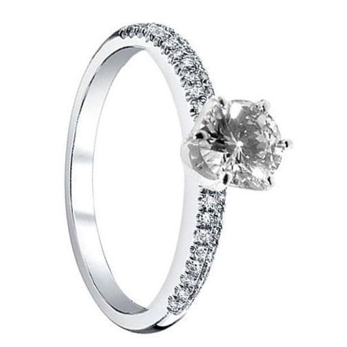 2.10 Ct. Round Genuine Diamond Anniversary Ring Gold Solitaire With Accents