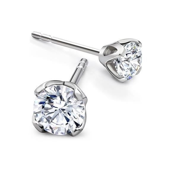 2.10 Ct Real Round Cut Diamonds Stud Earring White Gold 14K Jewelry