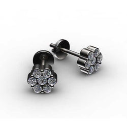 2.10 Ct Round Cut Genuine Natural Earth Mined Diamond Flower Shape Studs Earring