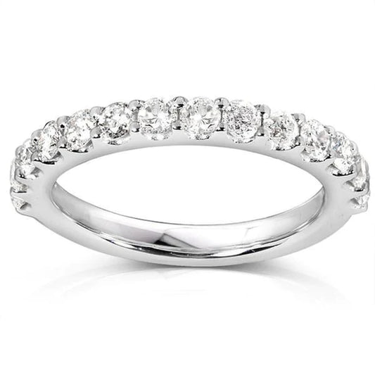 2.10 Ct Round Natural Diamond Half Eternity Wedding Band 14K White Gold