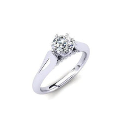 2.10 Ct Round Real Diamond Engagement Ring With Accents White Gold 14K