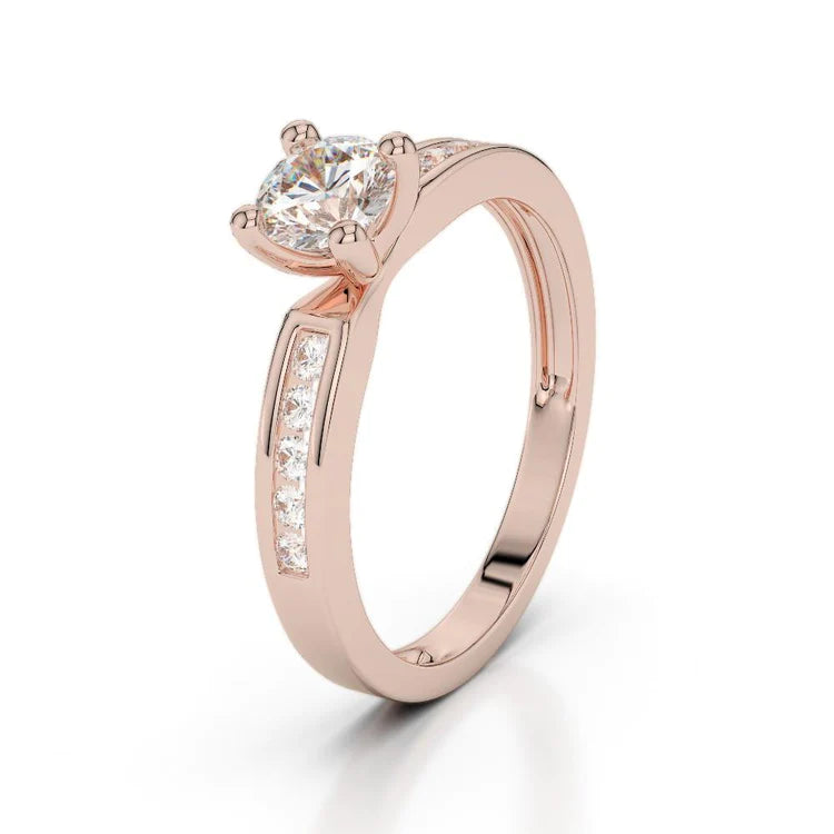 2.10 Ct Solitaire With Accent Genuine Diamonds Engagement Ring Rose Gold