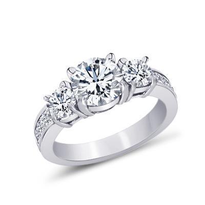 2.11 Ct. Three Stone Style Round & Princess Genuine Diamond Engagement Ring