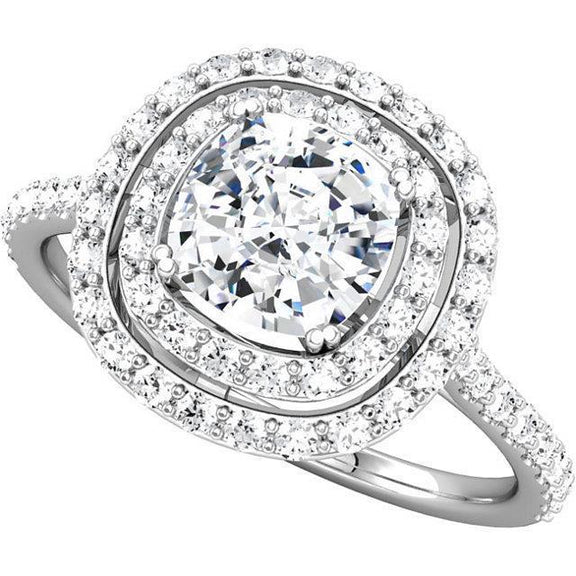 2.16 Carat Sparkling Cushion  Round Natural Diamonds Ring Halo