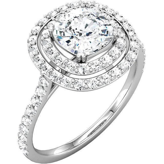 2.16 Carat Sparkling Cushion  Round Natural Diamonds Wedding Ring Halo