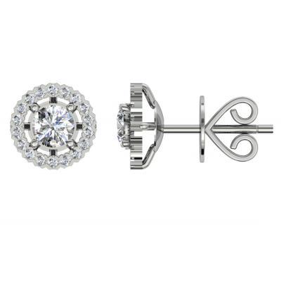 2.16 Carats Gorgeous Round Cut Natural Diamond Stud Earring 14K White Gold