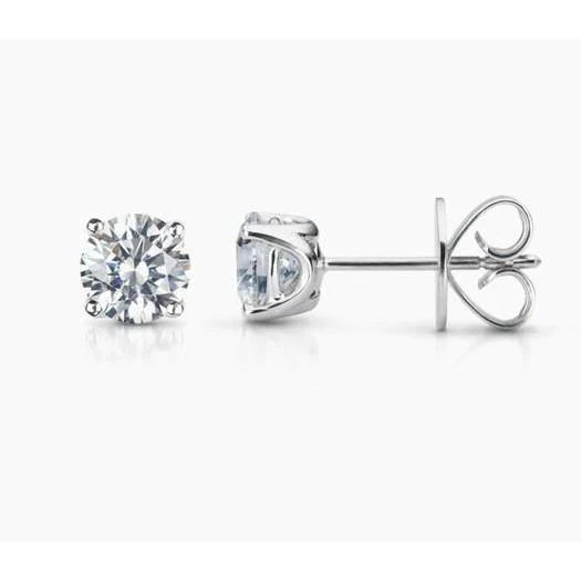 2.20 Carats Real Diamonds Ladies Studs Earrings White Gold 14K