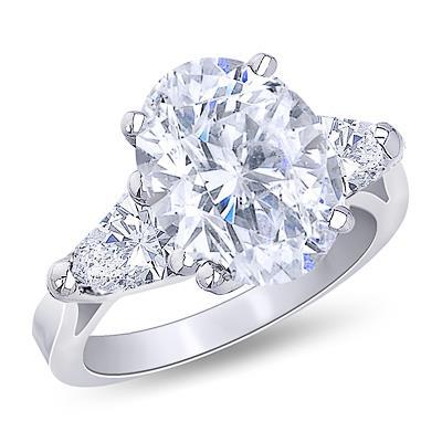 2.20 Ct. Oval Trillion Genuine Diamonds Ring White Gold Jewelry Three Stone