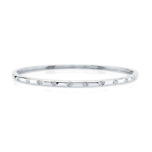 2.20 Ct Brilliant Cut Real Diamond Ladies Bangle 14K White Gold