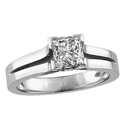 2.20 Ct Real Princess And Round Cut Natural Earth Mined Diamond Wedding Ring 14K White Gold