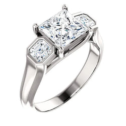 2.21 Carat Three Stone Real Diamond Engagement Ring