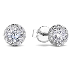 2.24 Carats Round Real Diamond Stud Halo Earring Women Fine Jewelry