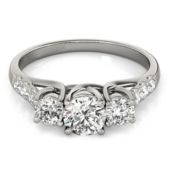 2.25 Carat Real Diamonds Three Stone Style Engagement Ring 