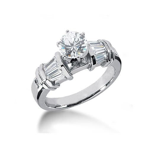 2.25 Carat Three Stone Round & Baguette Real Diamonds Engagement Ring - Three Stone Ring-harrychadent.ca