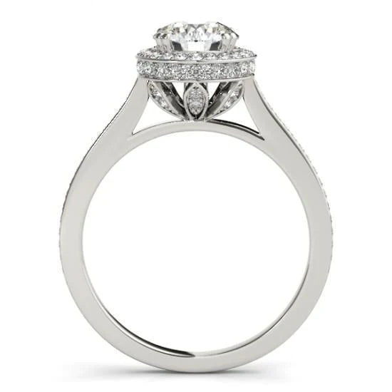 2.25 Carats Halo Round Genuine Diamonds Solid White Gold 14K Ring