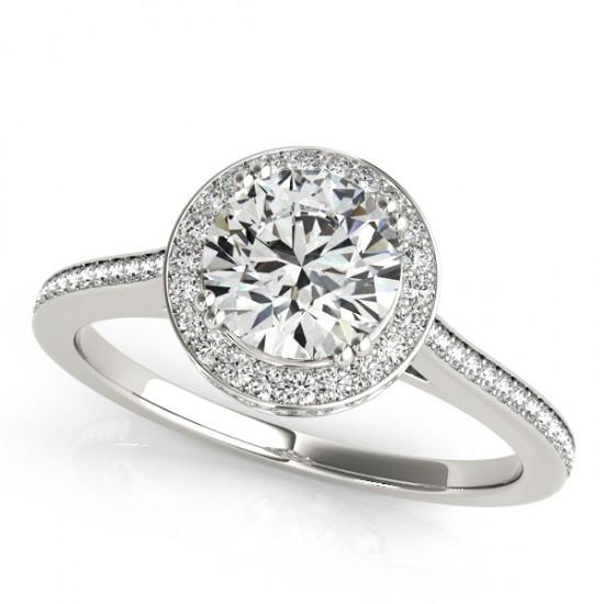 2.25 Carats Halo Round Genuine Diamonds Solid White Gold 14K Engagement Ring