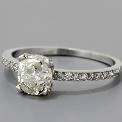 2.25 Carats Old Miner Cut Real Diamond Wedding Ring Jewelry