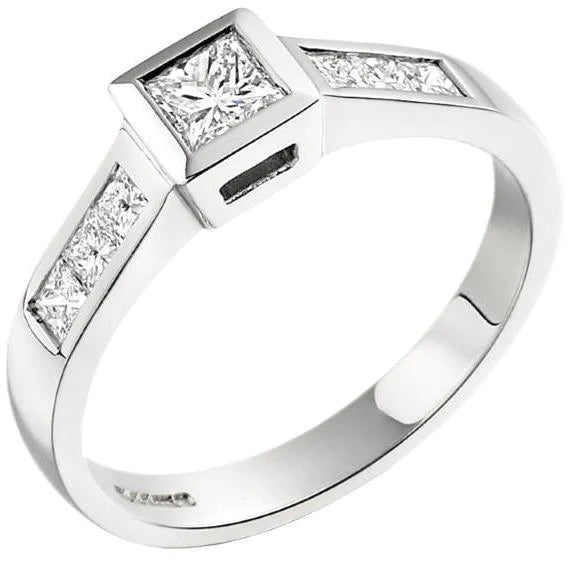 2.25 Carats Princess Cut Real Diamonds Anniversary Ring White Gold New