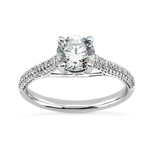 2.25 Carats Real Diamond Engagement Ring With Accents White Gold 14K