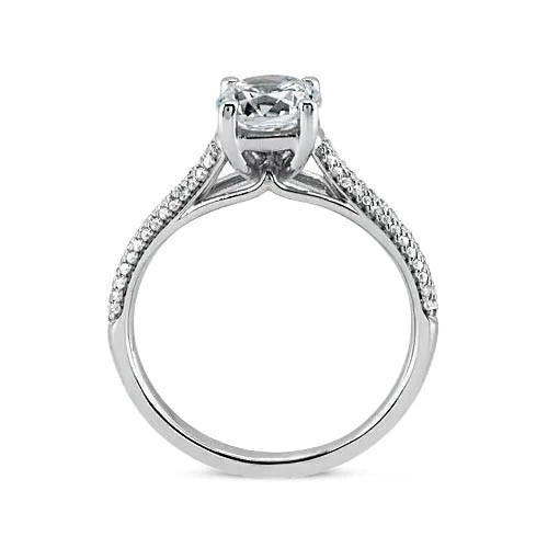 2.25 Carats Real Diamond Engagement Ring With Accents White Gold 14K