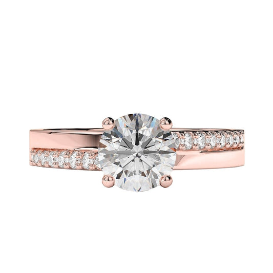 2.25 Carats Real Sparkling Brilliant Cut Diamond Wedding Ring Rose Gold 14K