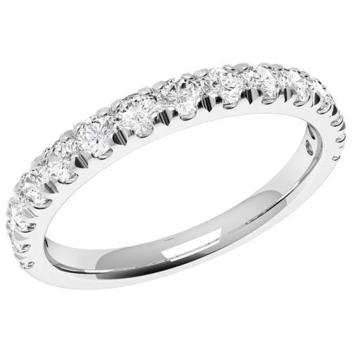 2.25 Carats Round Natural Diamond Half Eternity Wedding Band Women Jewelry