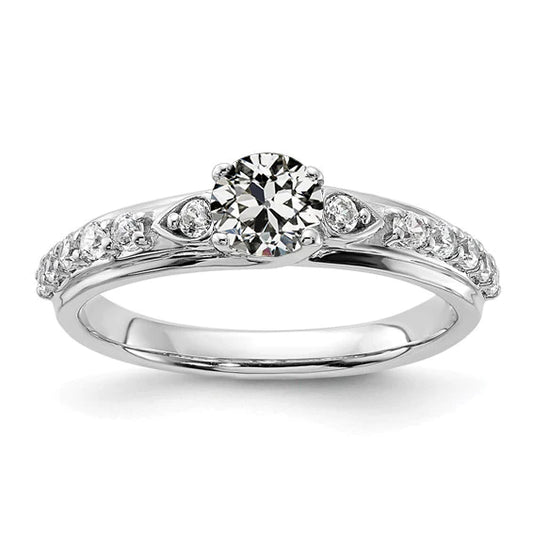 2.25 Carats Round Old Miner Real Diamond Wedding Ring With Accents