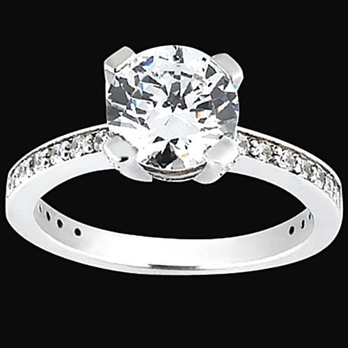 2.25 Carats Round Real Diamonds Engagement Ring With Accents