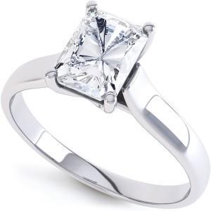 2.25 Carats Solitaire Radiant Cut Prong Set Genuine Diamond Wedding Ring