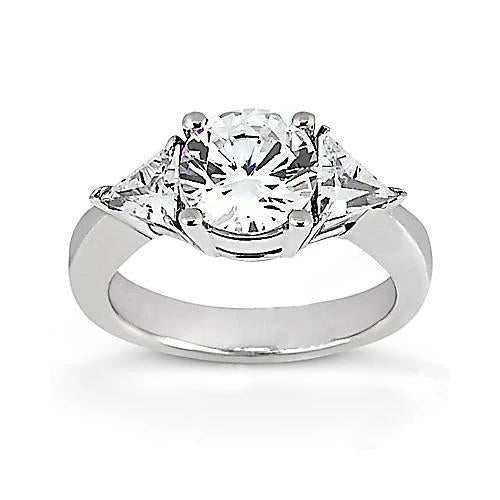 2.25 Ct. Genuine Diamonds Three Stone Engagement Ring White Gold