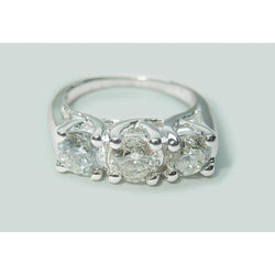 2.25 Ct. Round Real Diamond Three Stone Lucida Style Ring White Gold New